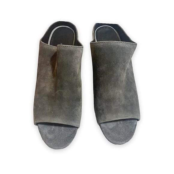 3.1 Phillip Lim Cube Block Heel Mules Sandal, Grey Suede,‎ 37.5EU, New in Box - Picture 4 of 13